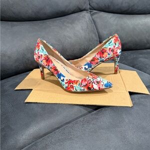 Kelly & Katie Floral Heels - Red and Blue